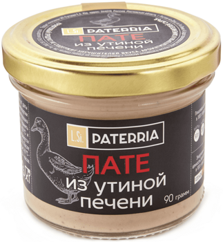 Пате из утиной печени 90 г, с/б, тм PATERRIA